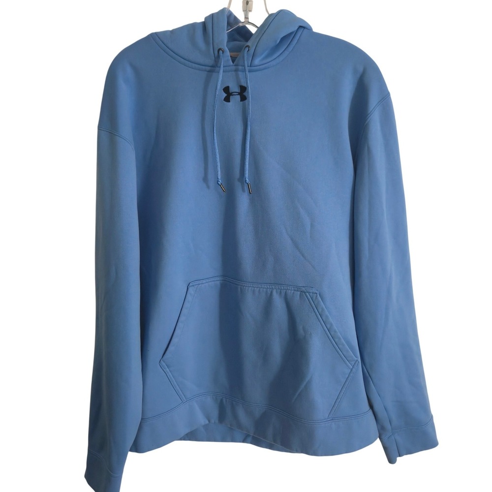 Under‎ Armour Hoodie Men's Large Blue Fleece Pullover Logo Sweatshirt Sportswear